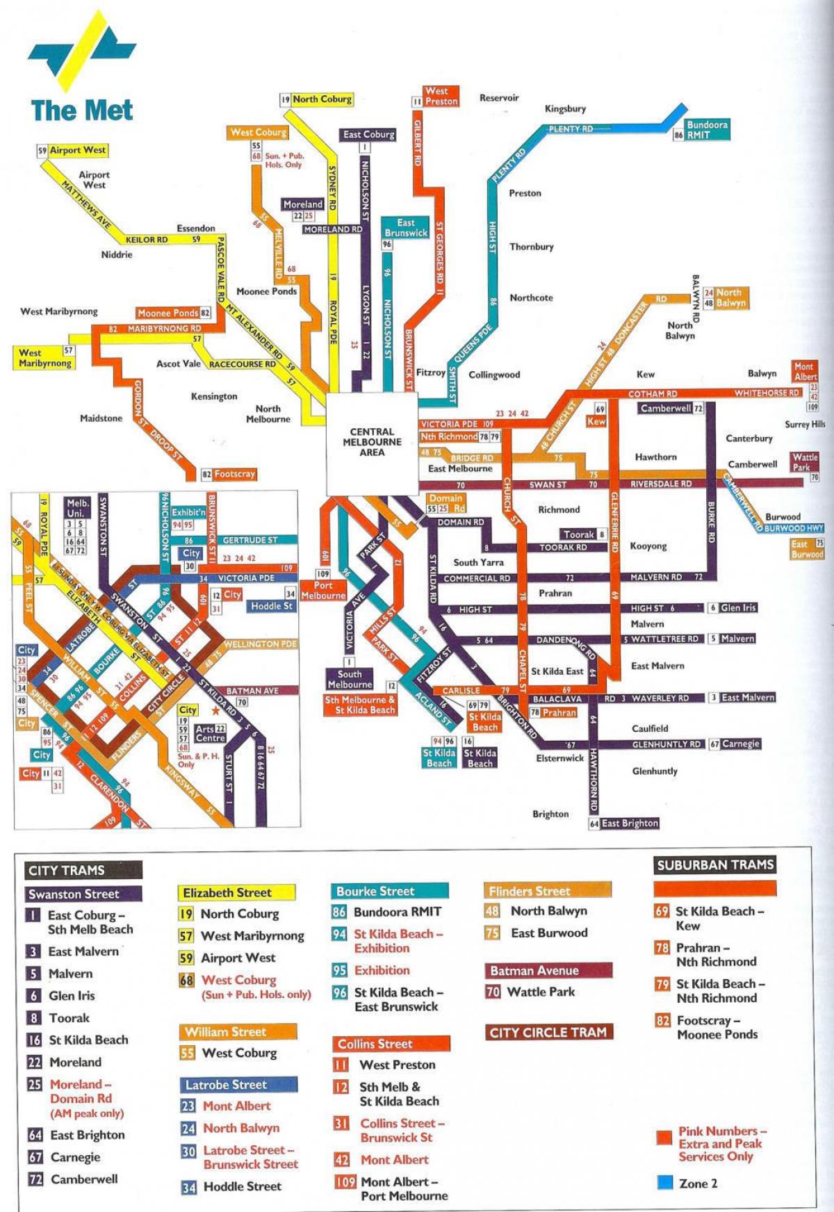 멜버른 대중 교통 지도