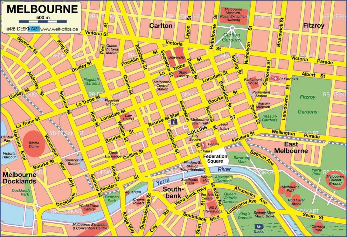 멜버른의 도시 지도
